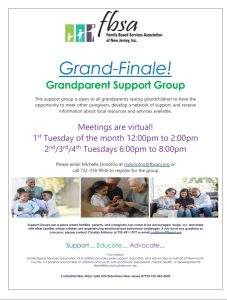 Grand Finale! Grandparents Raising Grandchildren @ meets on zoom. please contact Michelle to register 732.318.9936